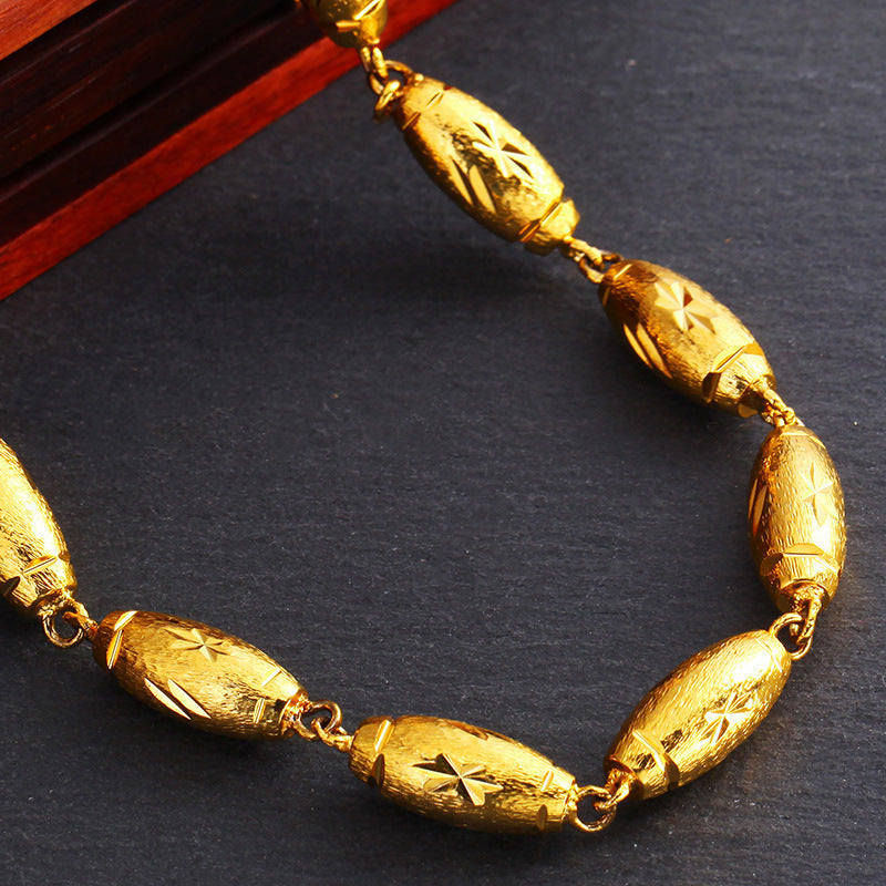 Golden shop with 4K true gold solid olive necklace men's imitation gold domineering necklace Vietnam Sand gold alfamoba