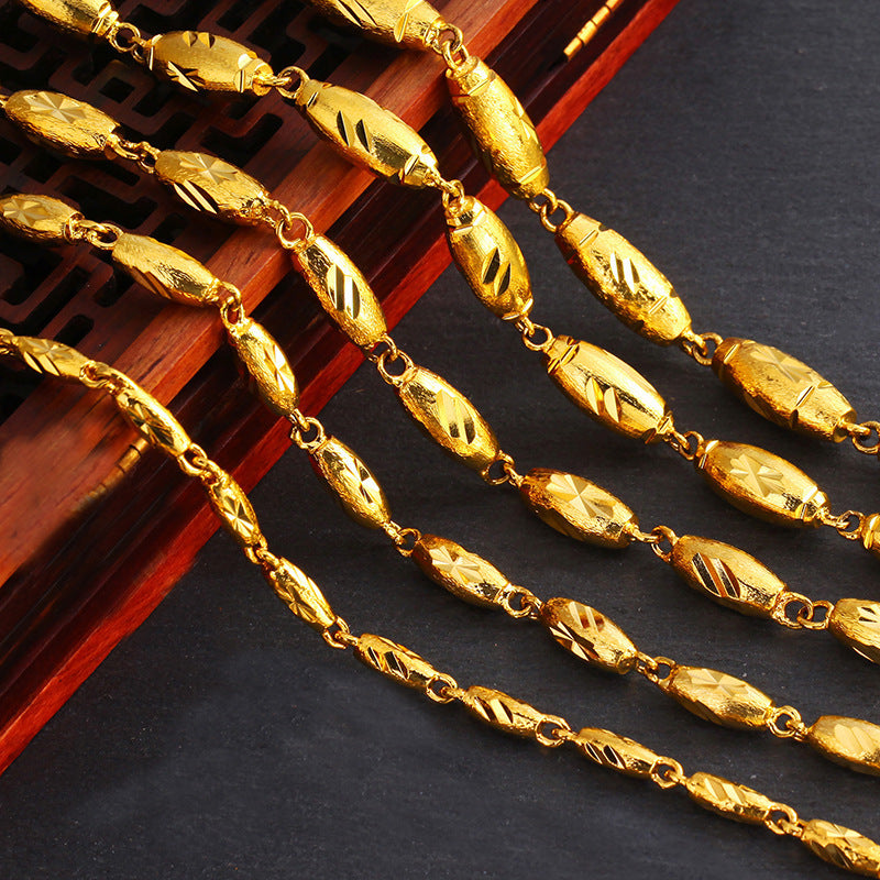 Golden shop with 4K true gold solid olive necklace men's imitation gold domineering necklace Vietnam Sand gold alfamoba