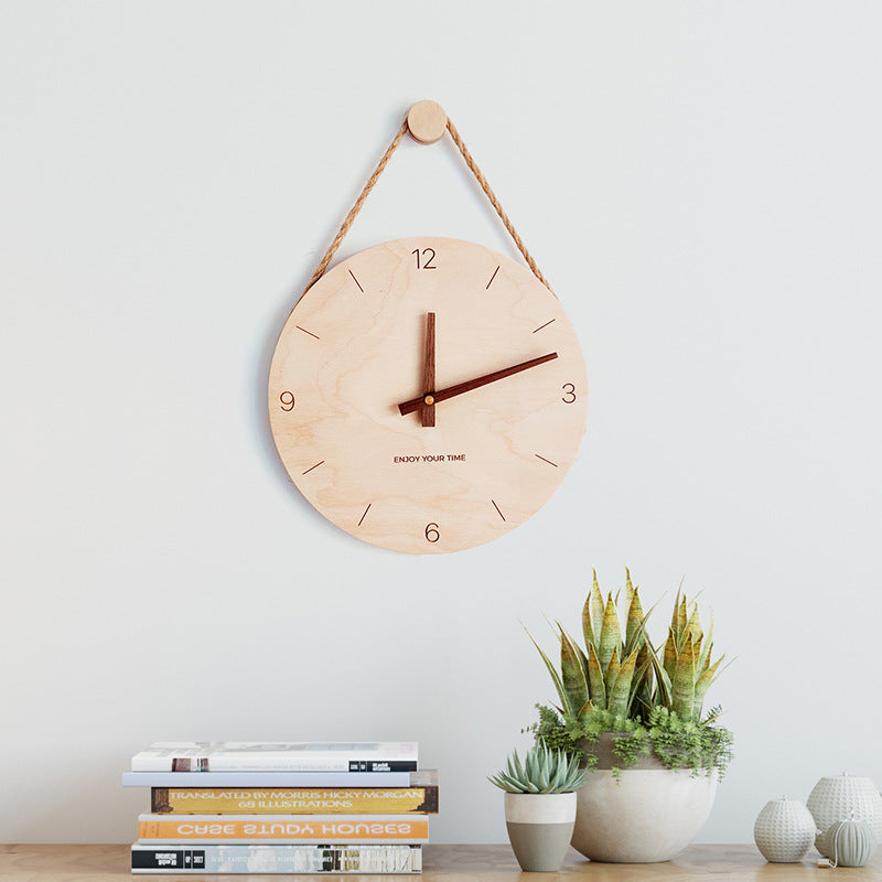 Wooden slings creative wall clock Nordic Japanese hot watch home living room clock decoration wall clock alfamoba