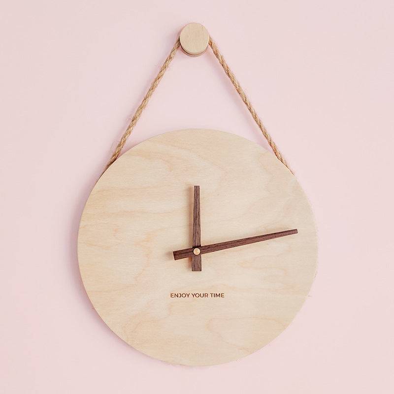 Wooden slings creative wall clock Nordic Japanese hot watch home living room clock decoration wall clock alfamoba