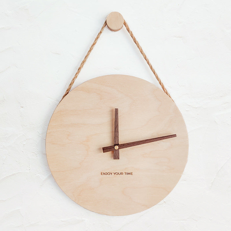 Wooden slings creative wall clock Nordic Japanese hot watch home living room clock decoration wall clock alfamoba