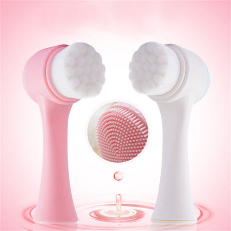 3D double-sided washing brush soft hair silicone washing machine deep cleaning pore cleansing instrument manual cleansing brush alfamoba