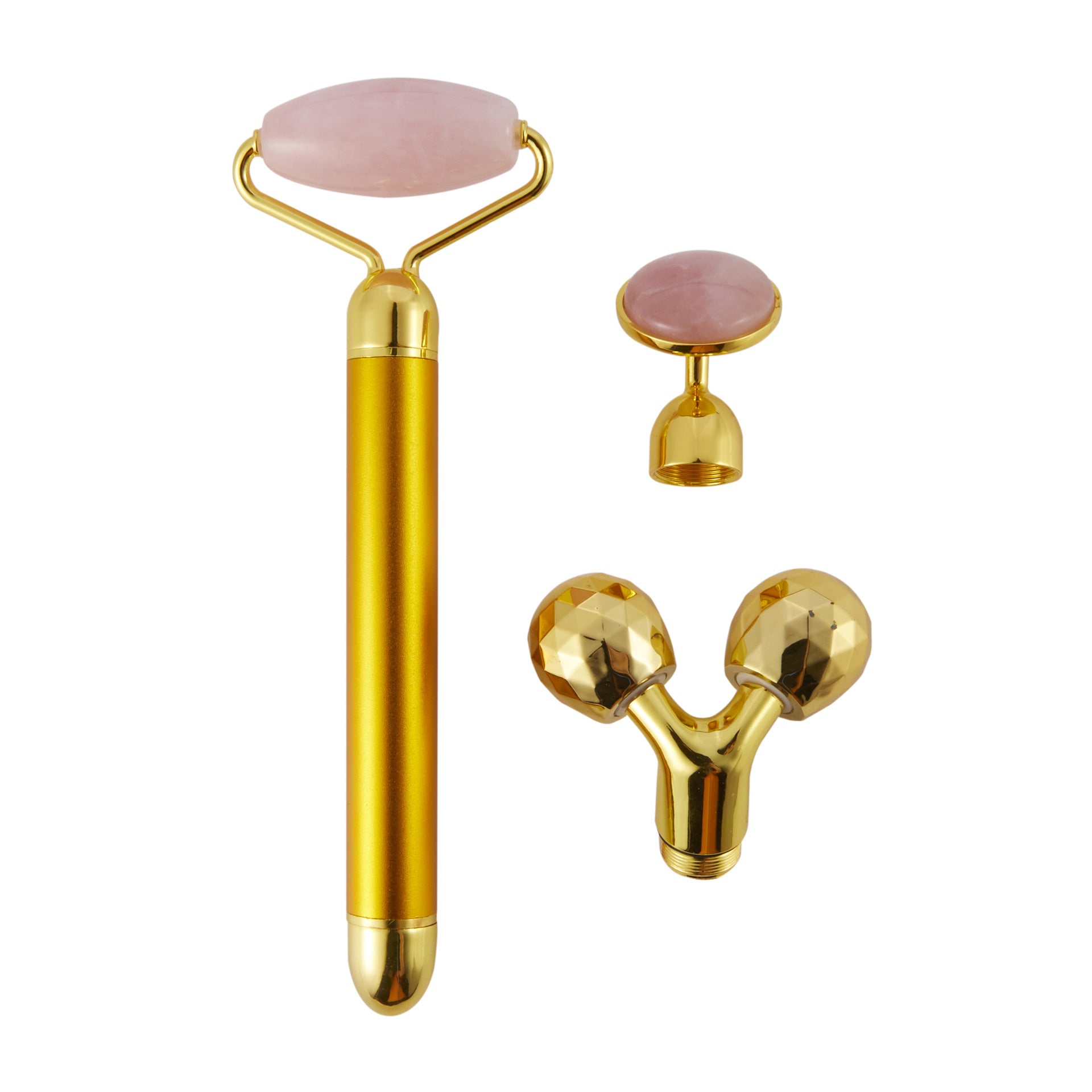 Manufacturers hand-sized electric jade massage roller V-face artifact three-in-one gold rod beauty massager alfamoba