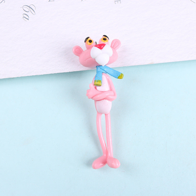 Cartoon Pink Naughty Leopard Doll Keychain Accessories Stereo Gift Korean Jewelry Manual DIY Cute Dimen alfamoba