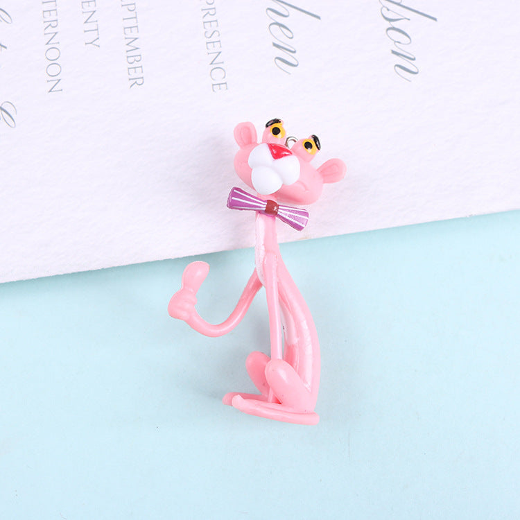 Cartoon Pink Naughty Leopard Doll Keychain Accessories Stereo Gift Korean Jewelry Manual DIY Cute Dimen alfamoba