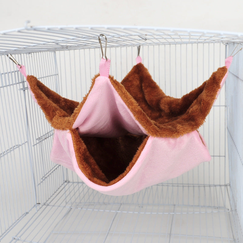 Double-layer hamster hammock squirrel honey bag pet hammock plush small pet hammock thickening warm cotton nest alfamoba