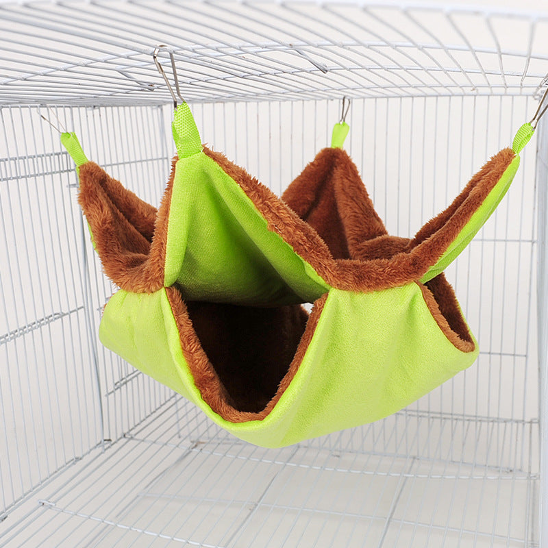 Double-layer hamster hammock squirrel honey bag pet hammock plush small pet hammock thickening warm cotton nest alfamoba