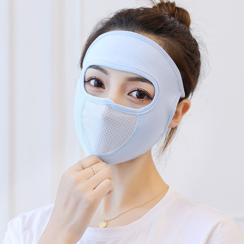 Summer thin protection full face sunscreen breathable touch mask riding sunshade anti-UV line with breathing net cloth hood alfamoba