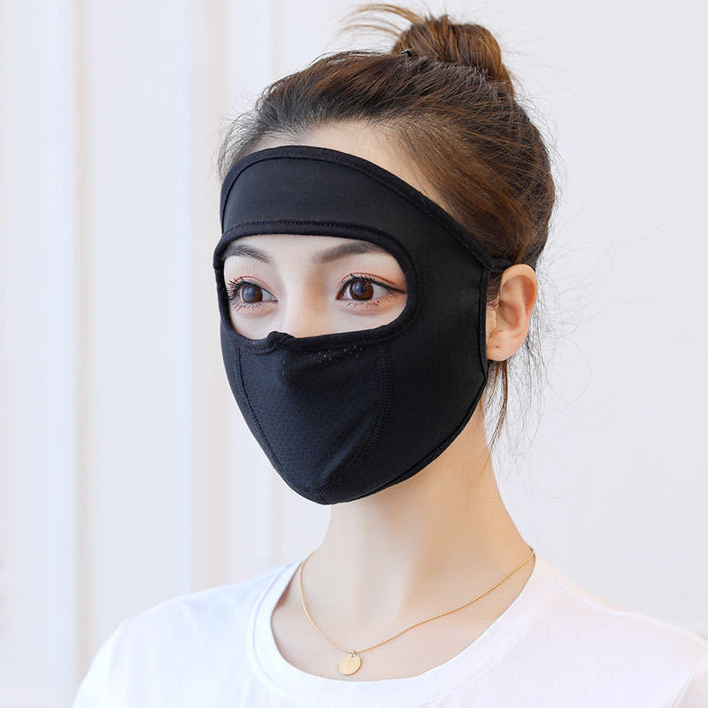 Summer thin protection full face sunscreen breathable touch mask riding sunshade anti-UV line with breathing net cloth hood alfamoba