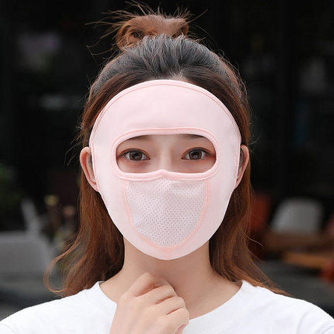 Summer thin protection full face sunscreen breathable touch mask riding sunshade anti-UV line with breathing net cloth hood alfamoba