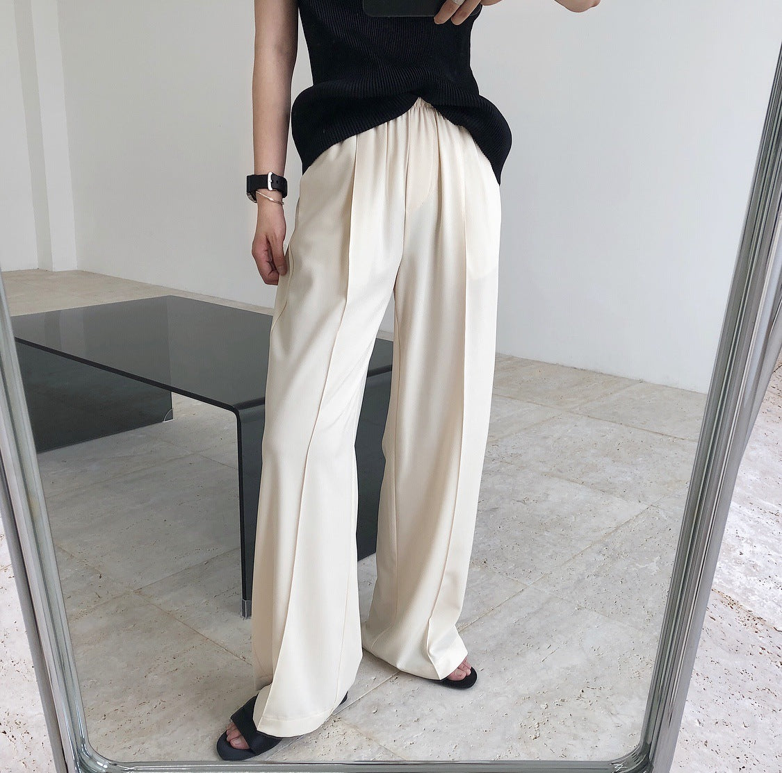 Summer new trendy quality lazy straight wide legs loose thin leisure hang lazy trousers trousers female alfamoba