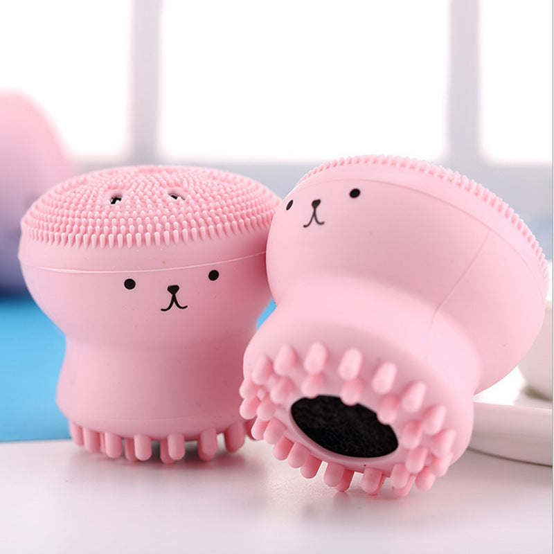 Washing brush silicone clean surface brush small octopus jellyfish massage polymer silicone facial cleaning brush mask alfamoba