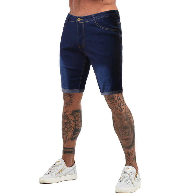 EBay Foreign Trade Code 2020 Summer European and American men's casual denim short pants fashion gradient five-point pants tide alfamoba