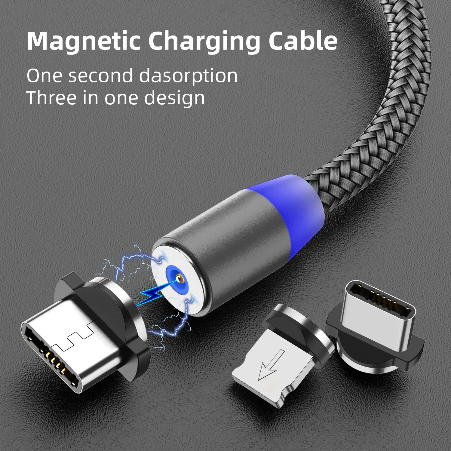 USLION magnetic suction data cable neutral custom data cable three-in-one blind suction charging cable suitable for Apple Type-C alfamoba