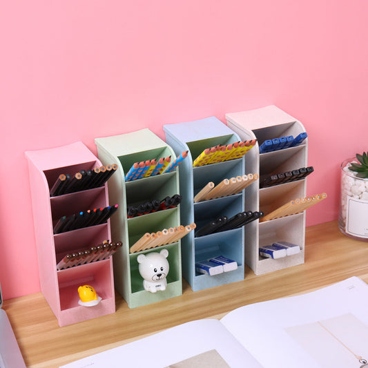 Intervene-shaped pen holder multi-function student desktop creative office stroke large capacity simple transparent frosted storage box alfamoba