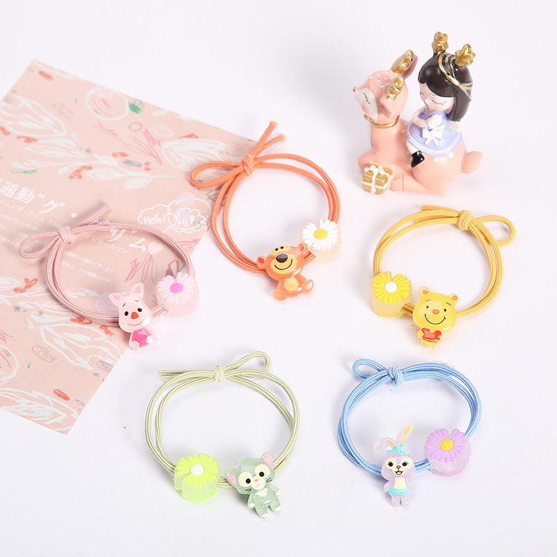 Mosquito repellent night optical cartoon hair ring small daisy hair jewelry Korean version of the cute head rope female small leather hair rope alfamoba