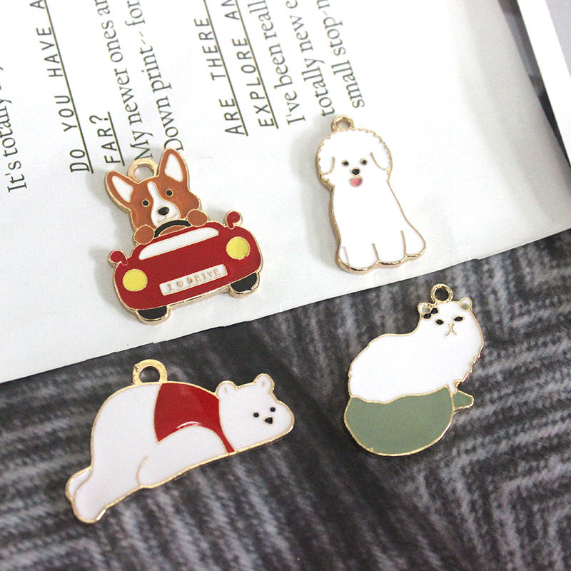 Trend new Japanese cute wind cat handmade jewelry accessories K gold cute puppy keychain accessories alfamoba