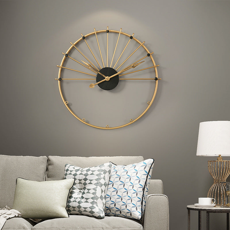 Nordic wall clock living room simple metal Spanish style decorative wall clock creative light luxury clock alfamoba