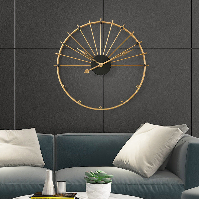 Nordic wall clock living room simple metal Spanish style decorative wall clock creative light luxury clock alfamoba