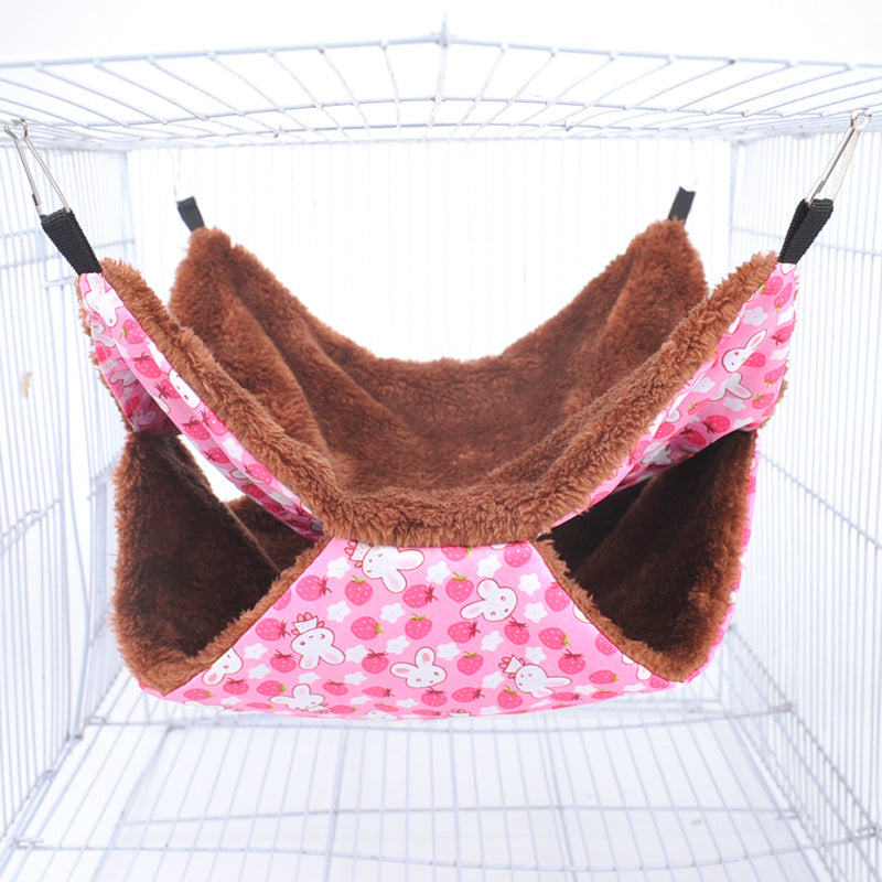 Double-layer hamster hammock squirrel honey bag pet hammock plush small pet hammock thickening warm cotton nest alfamoba