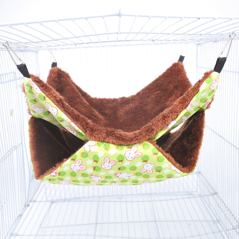 Double-layer hamster hammock squirrel honey bag pet hammock plush small pet hammock thickening warm cotton nest alfamoba