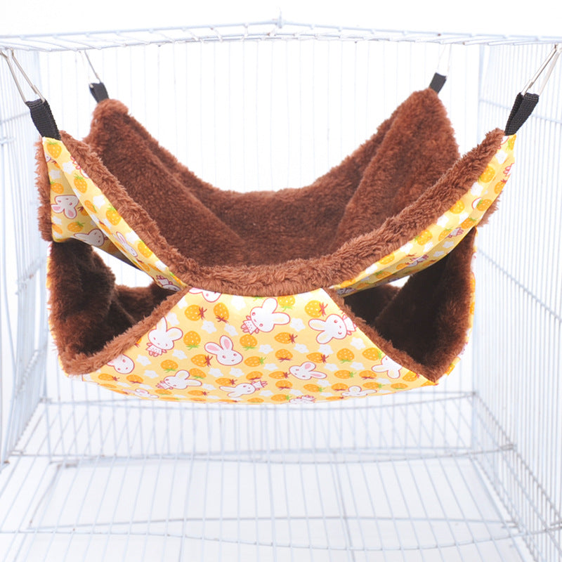 Double-layer hamster hammock squirrel honey bag pet hammock plush small pet hammock thickening warm cotton nest alfamoba