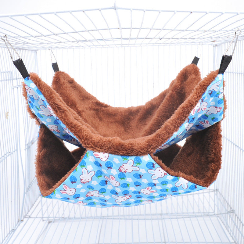 Double-layer hamster hammock squirrel honey bag pet hammock plush small pet hammock thickening warm cotton nest alfamoba