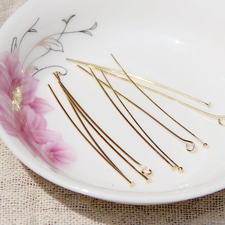 14K package golden color ball needle bead needle flat needle T needle 9-pin handmade DIY make earrings alfamoba