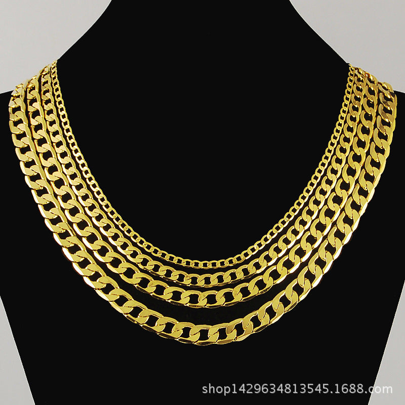 Foreign trade hot sale than a man sideway necklace 4\/6\/8\/10 mm electroplated genuine necklace JP169 alfamoba