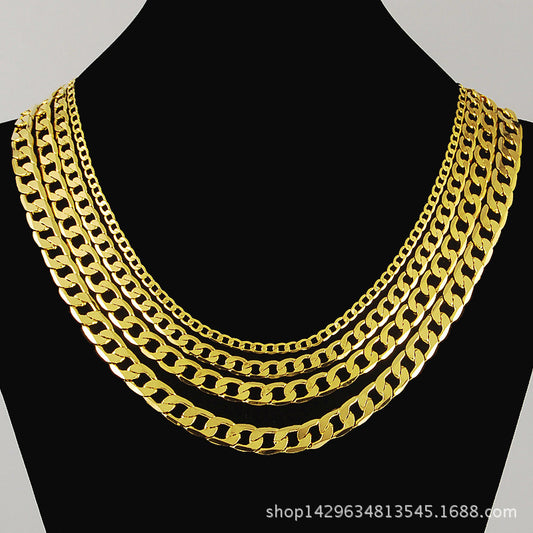 Foreign trade hot sale than a man sideway necklace 4\/6\/8\/10 mm electroplated genuine necklace JP169 alfamoba