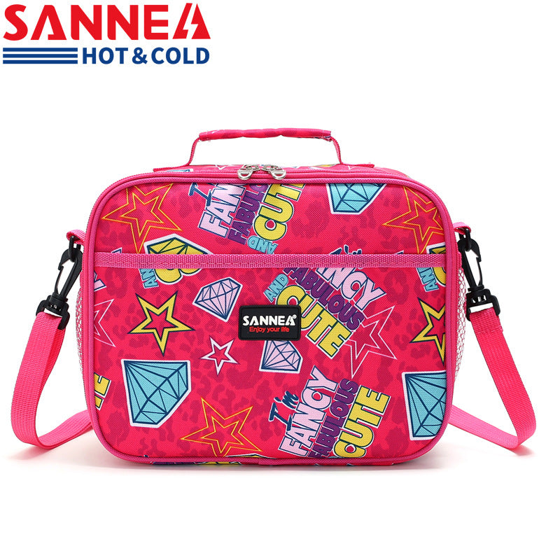 Sanne insulation bag children's lunch bag hand cards for lunch box preservation, cold ice bag thick meal bag alfamoba