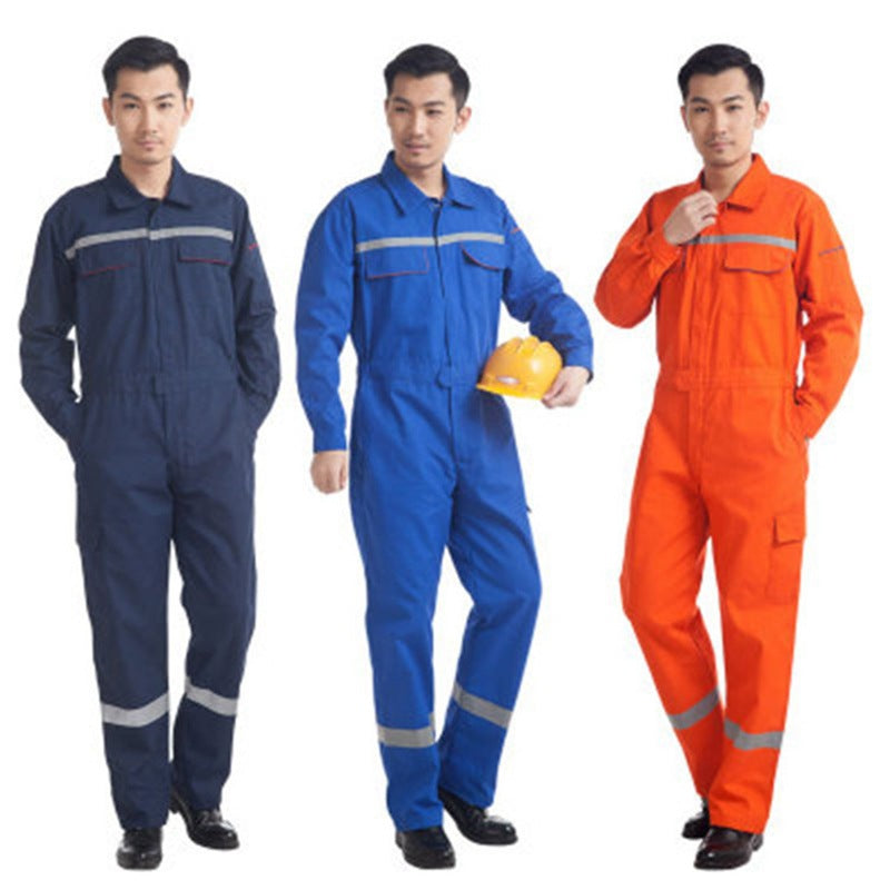 Anti-static and flame retardant one-piece work clothes pure cotton acid and alkali-resistant one-piece work clothes winter long-sleeved labor protection clothing alfamoba