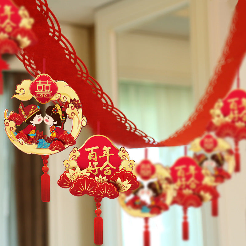 Wedding room supplies set layout pull flower decoration living room new house scene creative Chinese wedding hanging hairdressing silk flower alfamoba