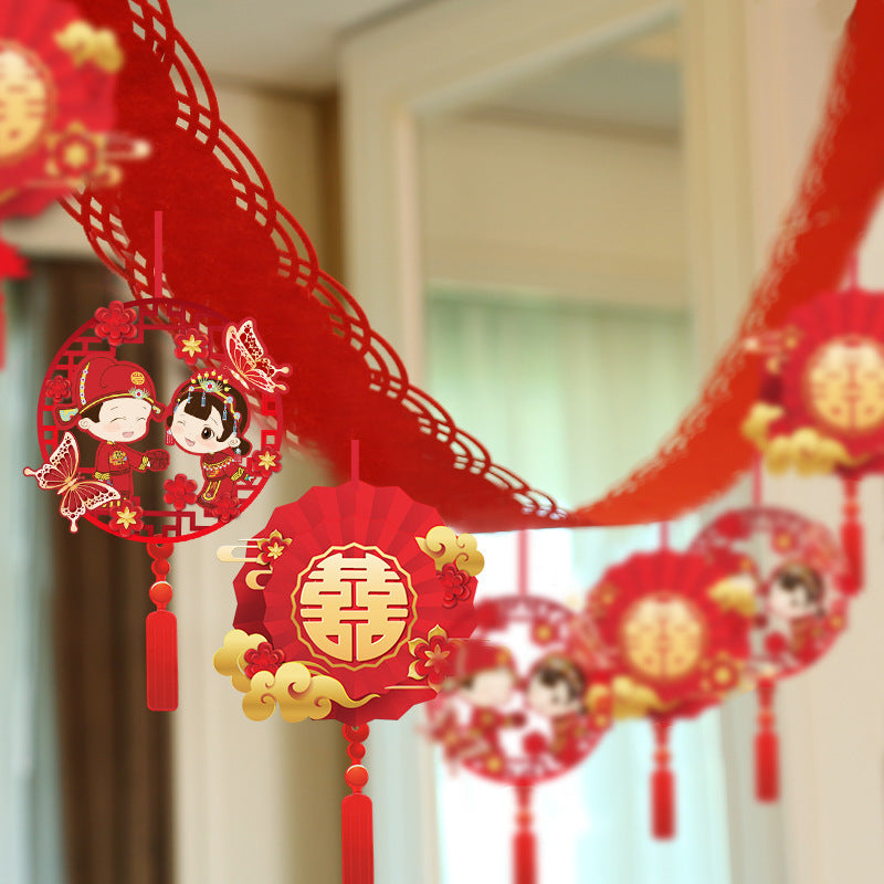 Wedding room supplies set layout pull flower decoration living room new house scene creative Chinese wedding hanging hairdressing silk flower alfamoba