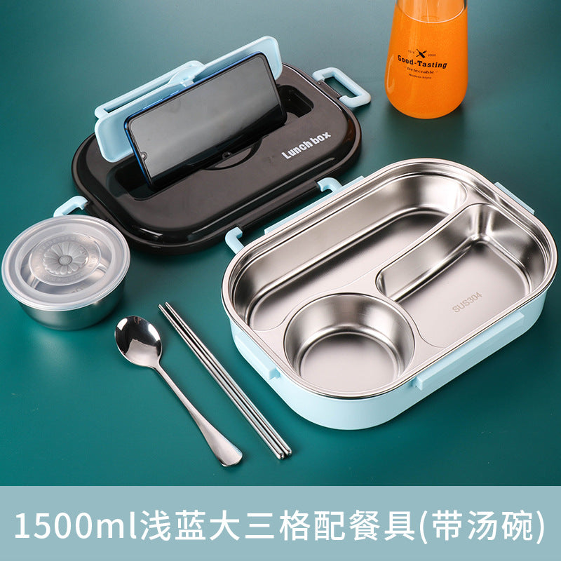 304 stainless steel fast food dinner lunch box is a box of tonar box sealing leak-proof lunch box student office worker lunch box alfamoba