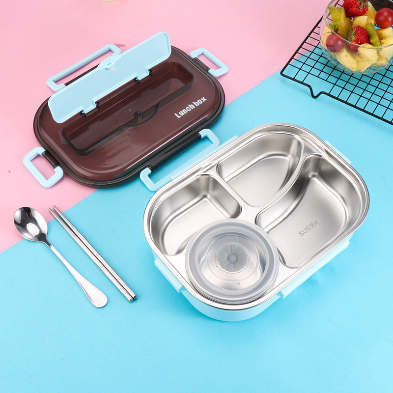 304 stainless steel fast food dinner lunch box is a box of tonar box sealing leak-proof lunch box student office worker lunch box alfamoba