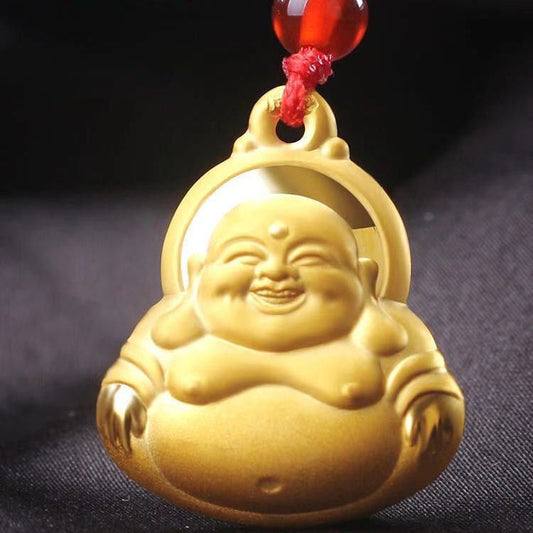 Gold-plated men and women gold necklace is rich in Guaibao, Peace, Guanyin Realistic Golden Pendant with lanyard to send gifts alfamoba