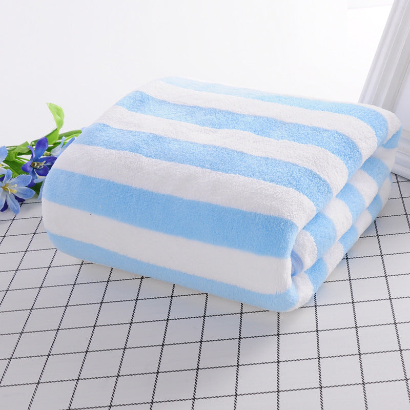 Coral velvet bath towel manufacturers wholesale soft water absorption striped speed dry beach towel custom home 70 140 bath towels alfamoba