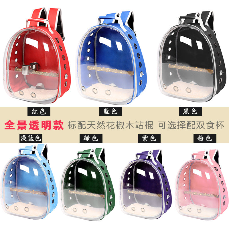 Bird Parrot out of the backpack eight brother Xuan Feng small sun transparent bird cage portable factory direct pet space bag alfamoba