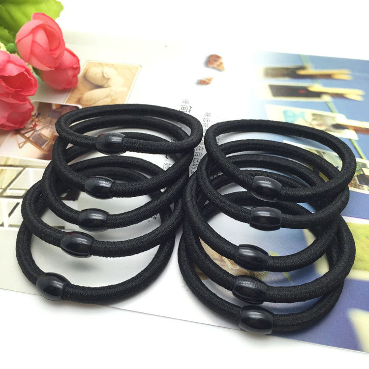 Korean version of the black rubber band hair ring plus thick tie rope Simple hair rope hair accessories tolerant wholesale one yuan store alfamoba