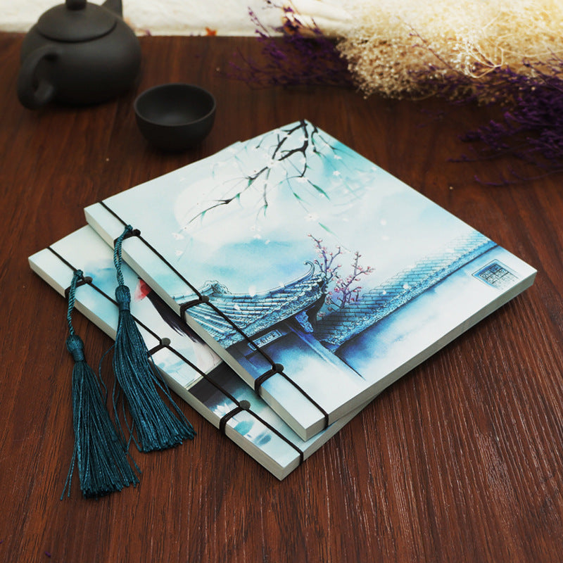 Creative antique handmade notebook animation surrounding original line-loaded handbook full-color horizontal line inner page gift book alfamoba