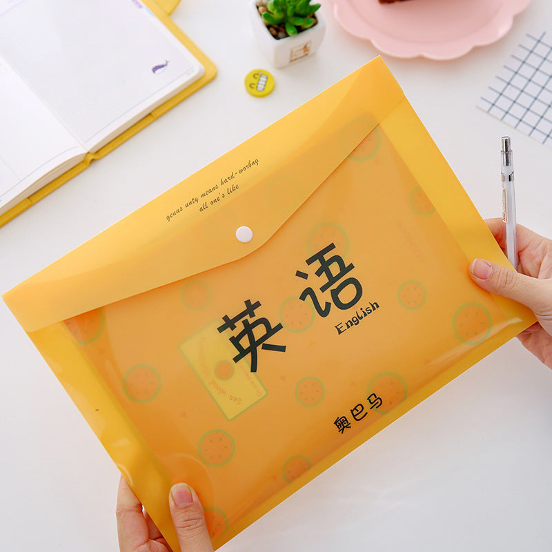 Factory direct primary school student A4 test paper bag pressing transparent information bag office learning supplies file bag T alfamoba