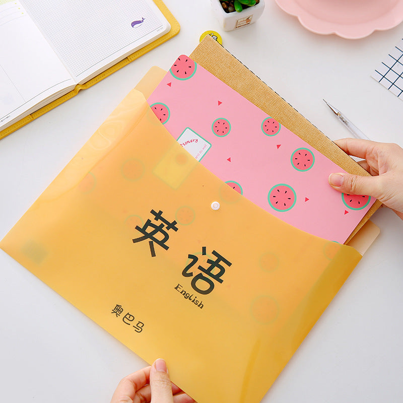 Factory direct primary school student A4 test paper bag pressing transparent information bag office learning supplies file bag T alfamoba