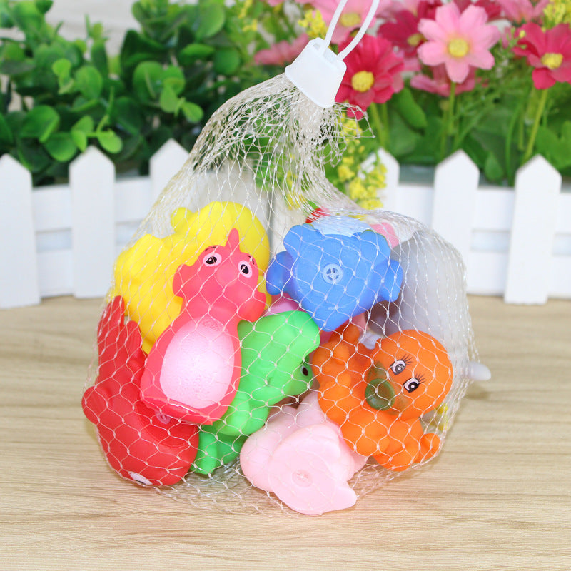 Factory direct sound sound shower water toys children pinching silicone animal bath small yellow duck net bag packaging alfamoba