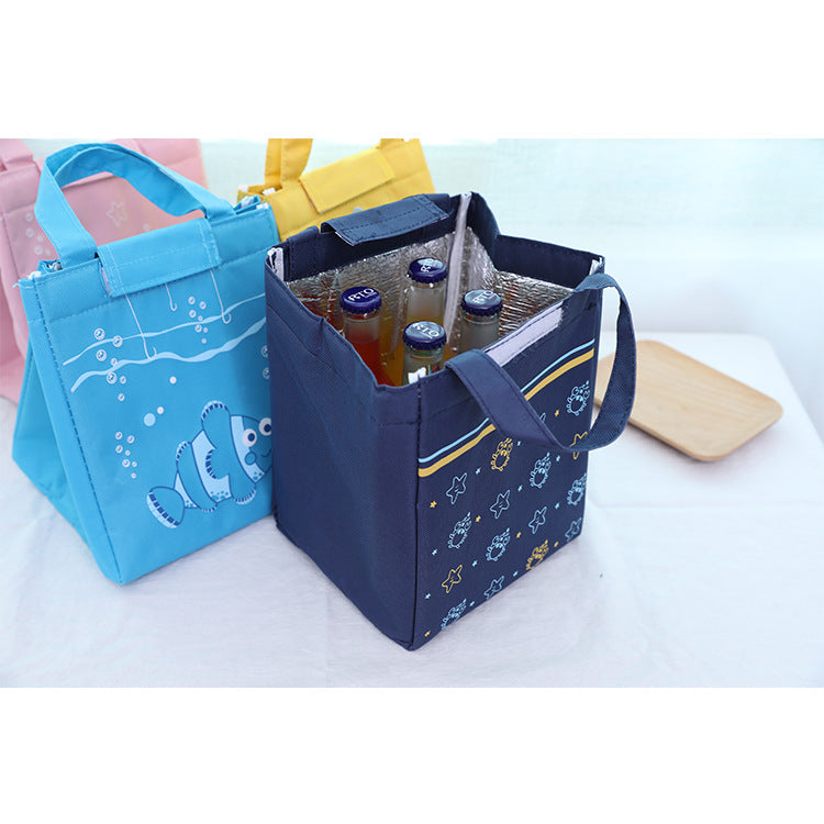 New hand-made bag student cartoon picnic bag ice bag cute underwater world insulation package saver alfamoba