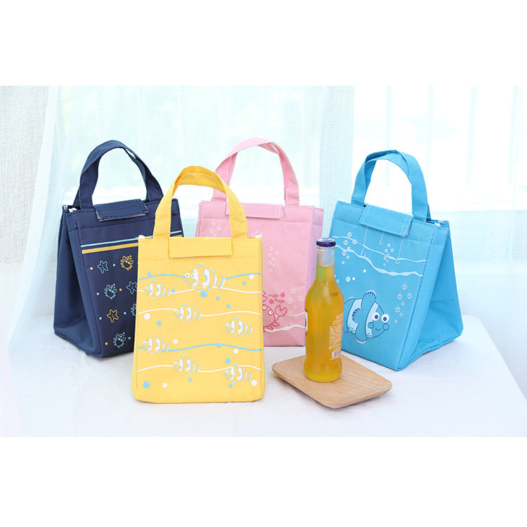 New hand-made bag student cartoon picnic bag ice bag cute underwater world insulation package saver alfamoba