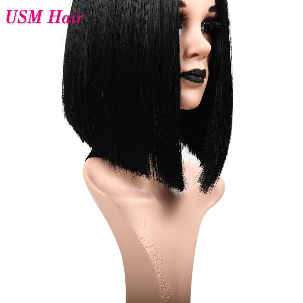 Medium score BOBO head short female chemical fiber high temperature silk fake head set Europe and America fashion shoulder hair Wish one generation alfamoba