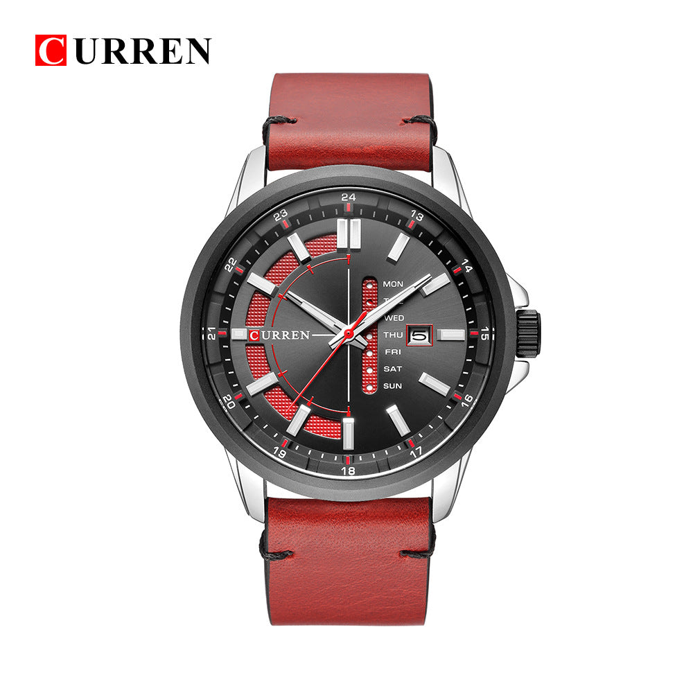 Curren Carrene 8307 men's calendar watch waterproof circular belt men's watch foreign trade hot sales alfamoba