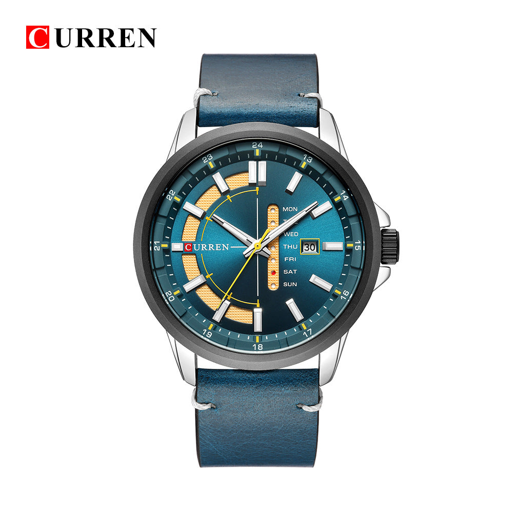 Curren Carrene 8307 men's calendar watch waterproof circular belt men's watch foreign trade hot sales alfamoba