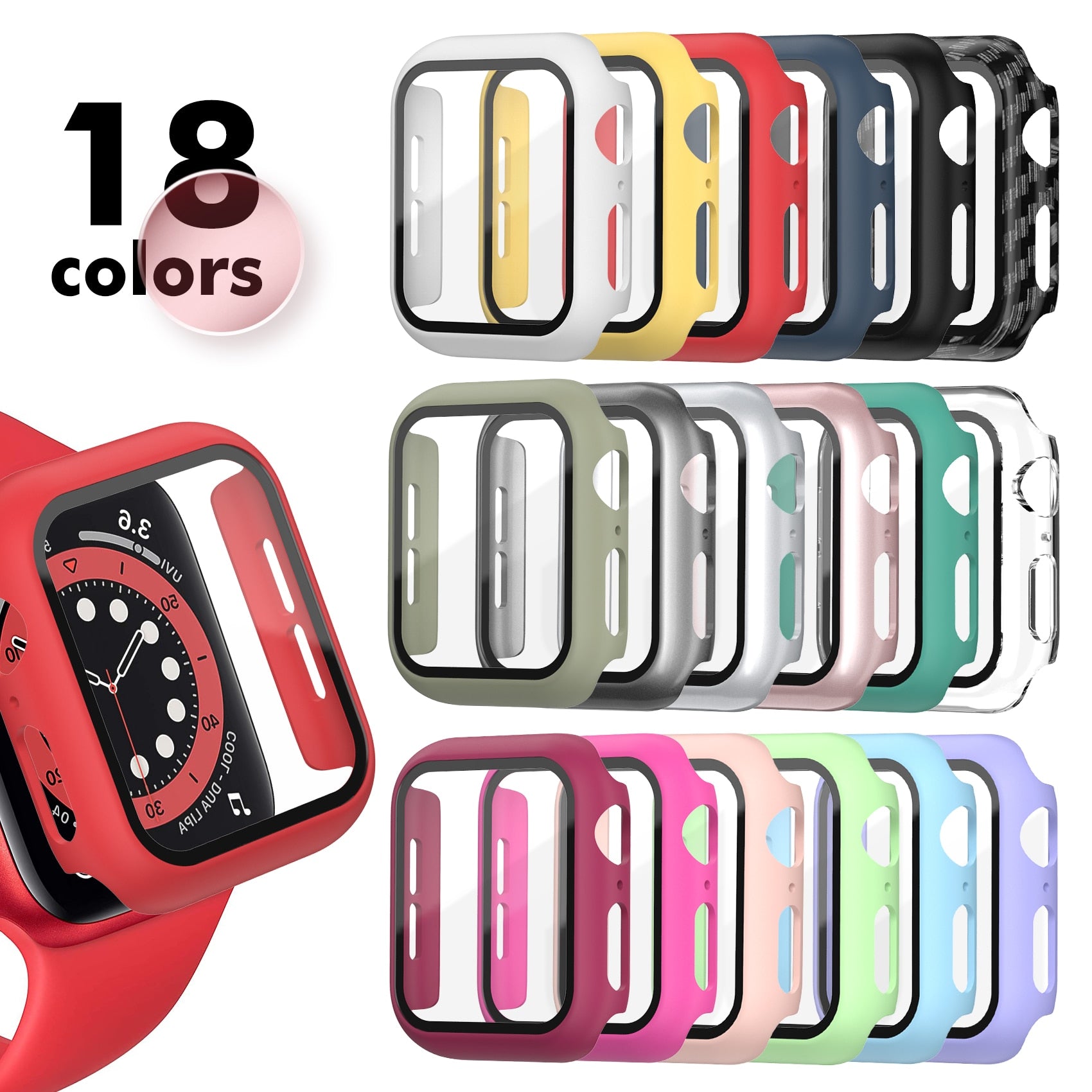 Tempered Glass+Matte Watch Cover  for Apple Watch Case 44mm 40mm 42mm 38mm  Bumper+Screen Protector for Iwatch SE 6 5 4 3 2 1 alfamoba